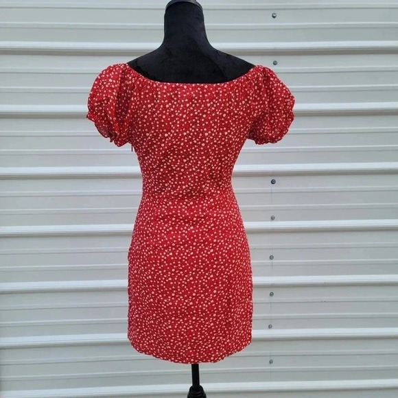 Morning Mist Women Floral Print Off The Shoulder Lined Button-Down Mini Dress S - Picture 2 of 12